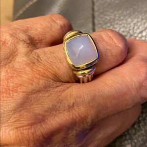 Silver 925 ring with moonstone stone and 18k gold